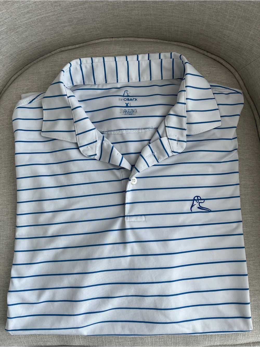 Rhoback The Captain Stripe Performance Polo Size XL